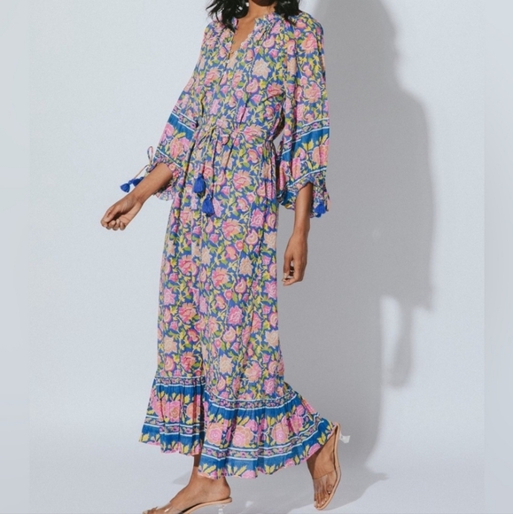 NWT Cleobella Hilo Kaftan Dress /Tahiti Block Print / Size Medium - Picture 3 of 12
